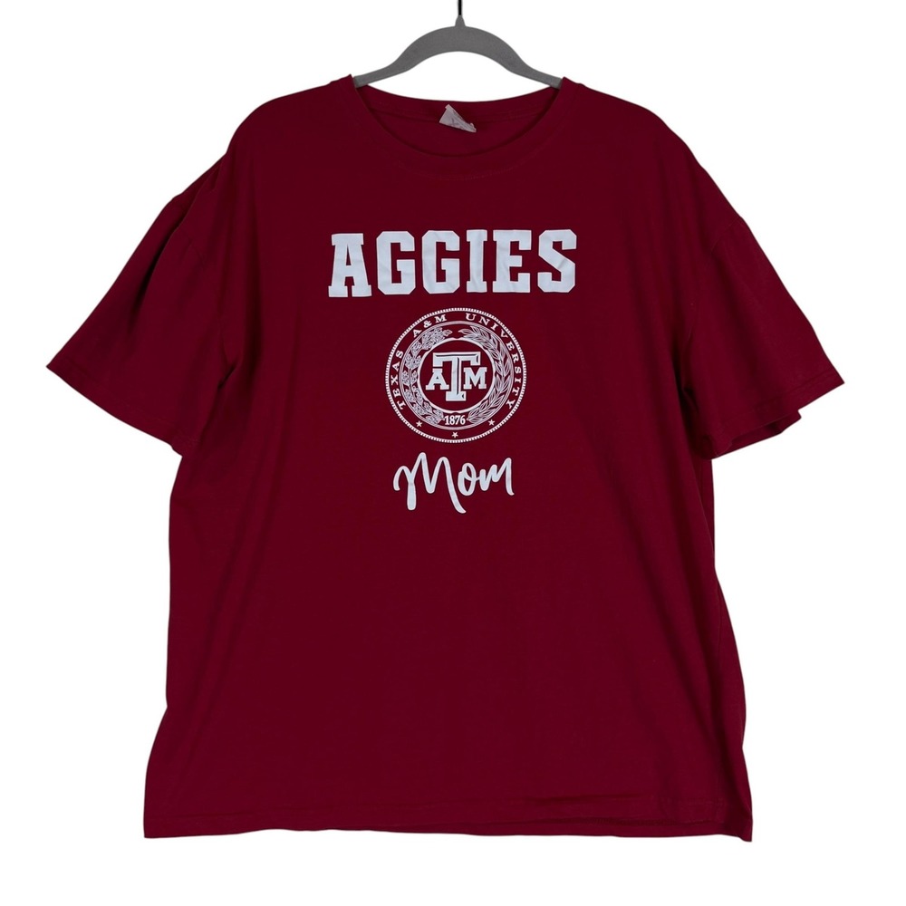 Texas A&M Aggies Shirt Womens XL Red NCAA Football Mom Graphic Tee Top